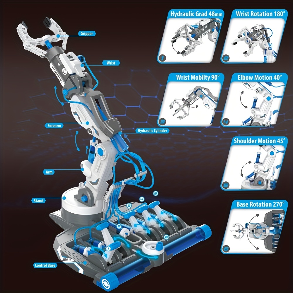 Robotic Arm Engineering Kit, Stem Toys Hydrobot Arm Kit, Robot Kit, Science  Kits for Kids, Stem Projects for Kids Ages 8-12