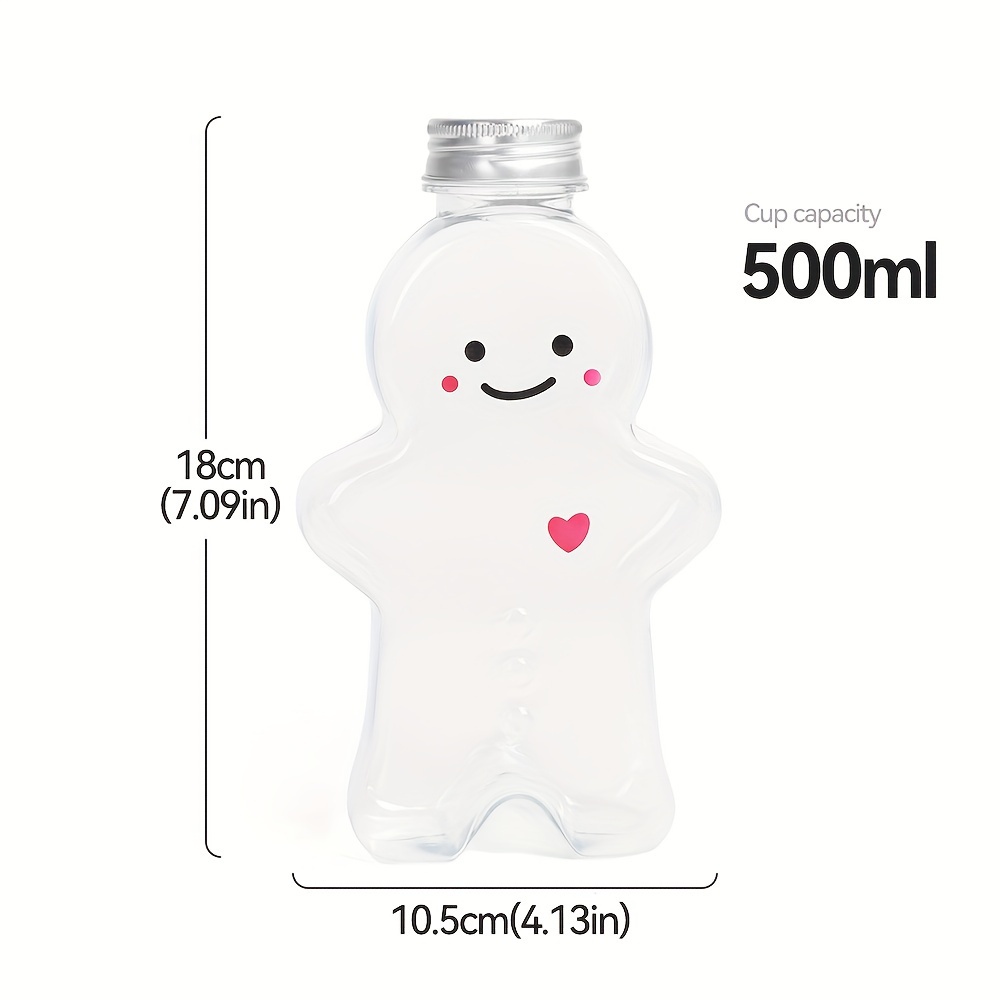 Gingerbread Man Water Bottle 500ml Cute Cartoon Safe Drinking Cup