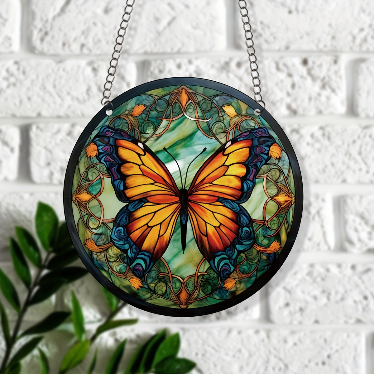 3D Metal Monarch Butterfly Wall Art, Stained Glass Hanging Butterfly Window  Craft Decorations
