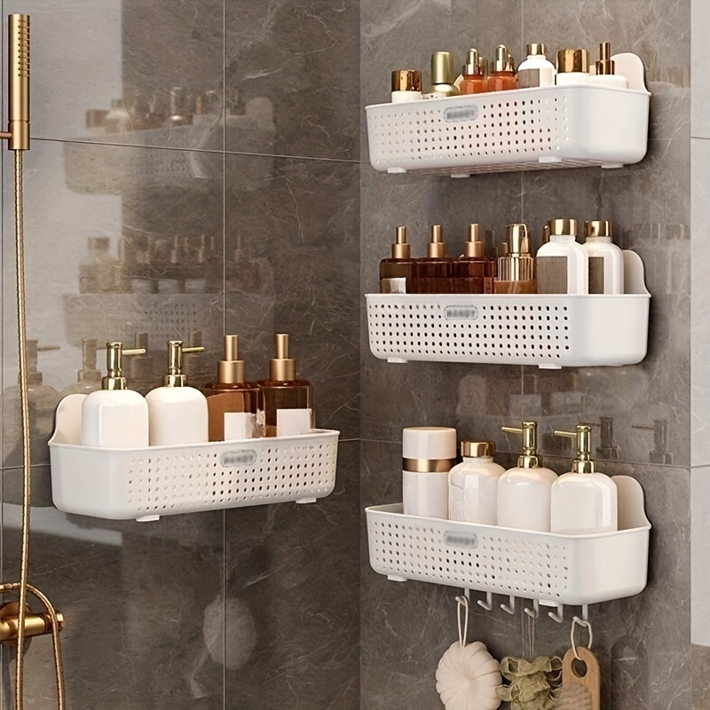 Bathroom Storage Organizer,Wall Mounted Shower Organizer with Adhesive,Shower  Shelf for Toilet, Dorm and Kitchen