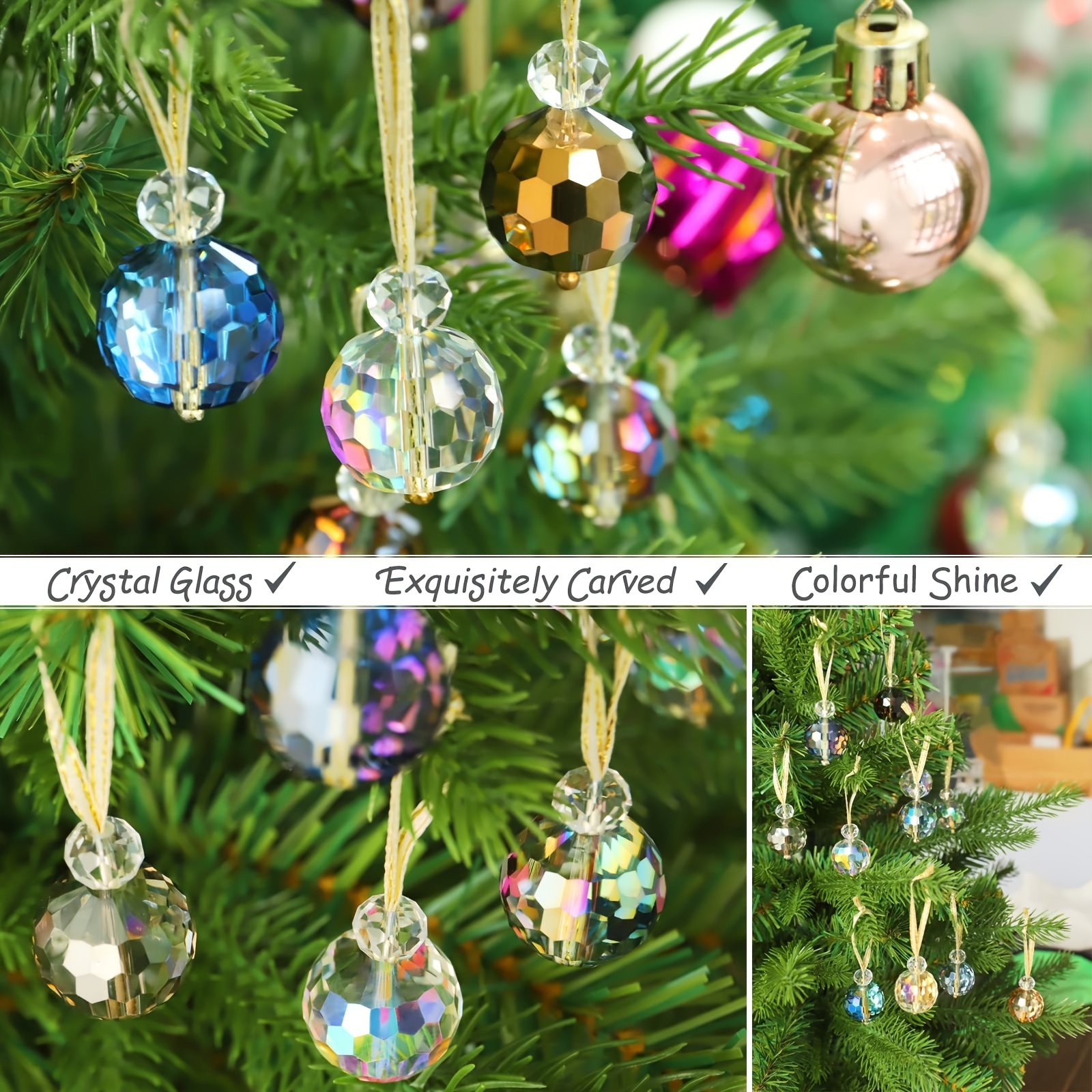 12pcs Iridescent Mini Christmas Glass Ball Ornaments for Tree and Wedding  Decorations