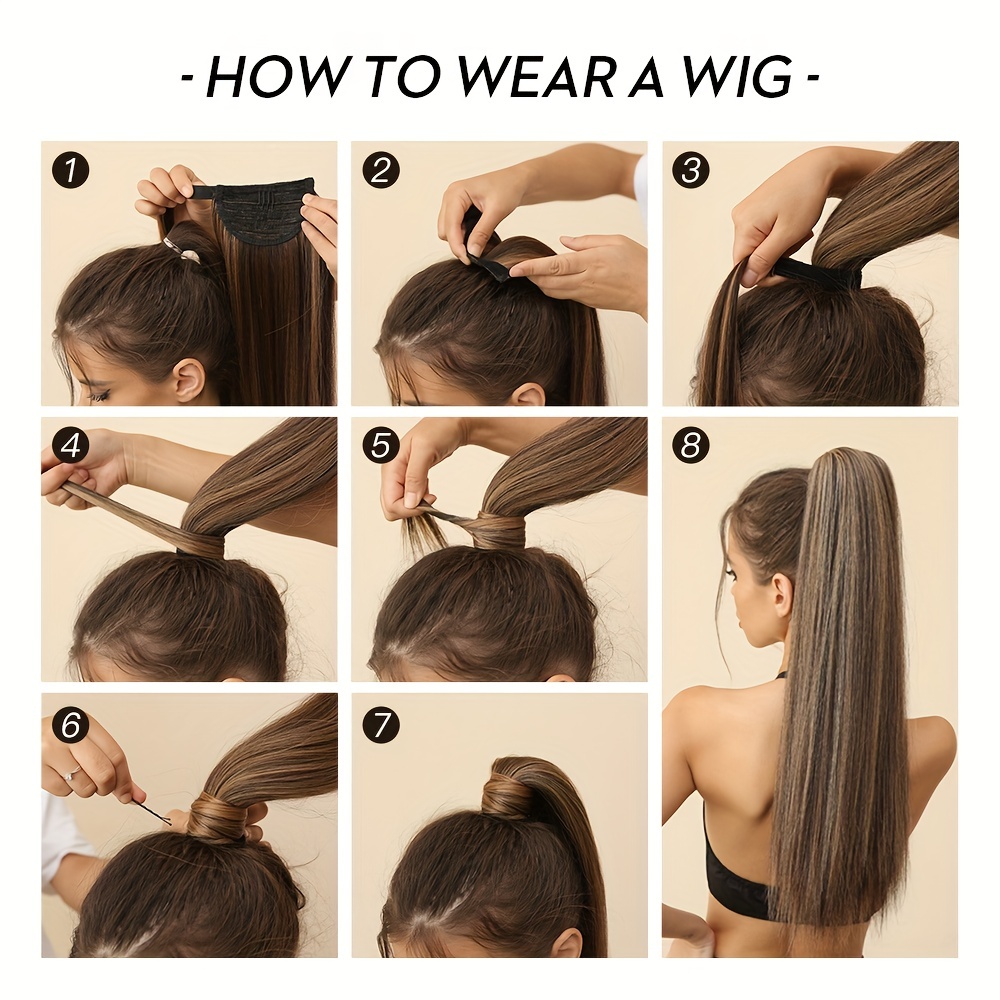 Straight Ponytail Hair Tie Synthetic Extensions for Daily Use
