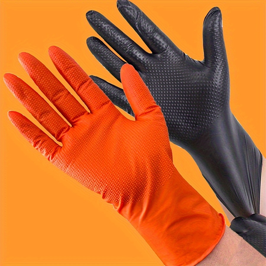 Taille M - Orange - gants en Nitrile synthétique, 50 pièces, en