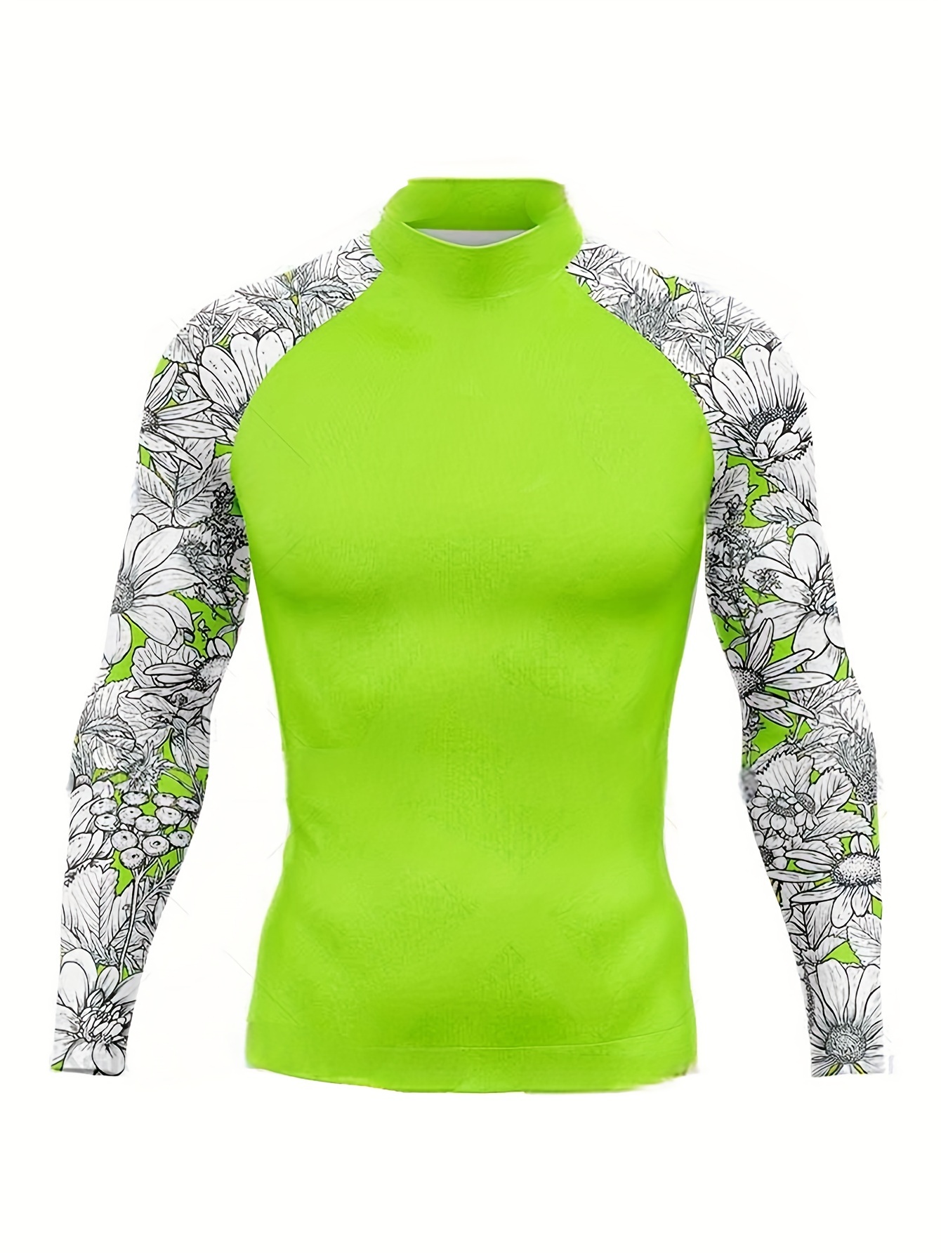 sun protection rash guard for men quick dry stretchy and breathable stand collar swimsuit top for diving snorkeling and surfing grass green 0