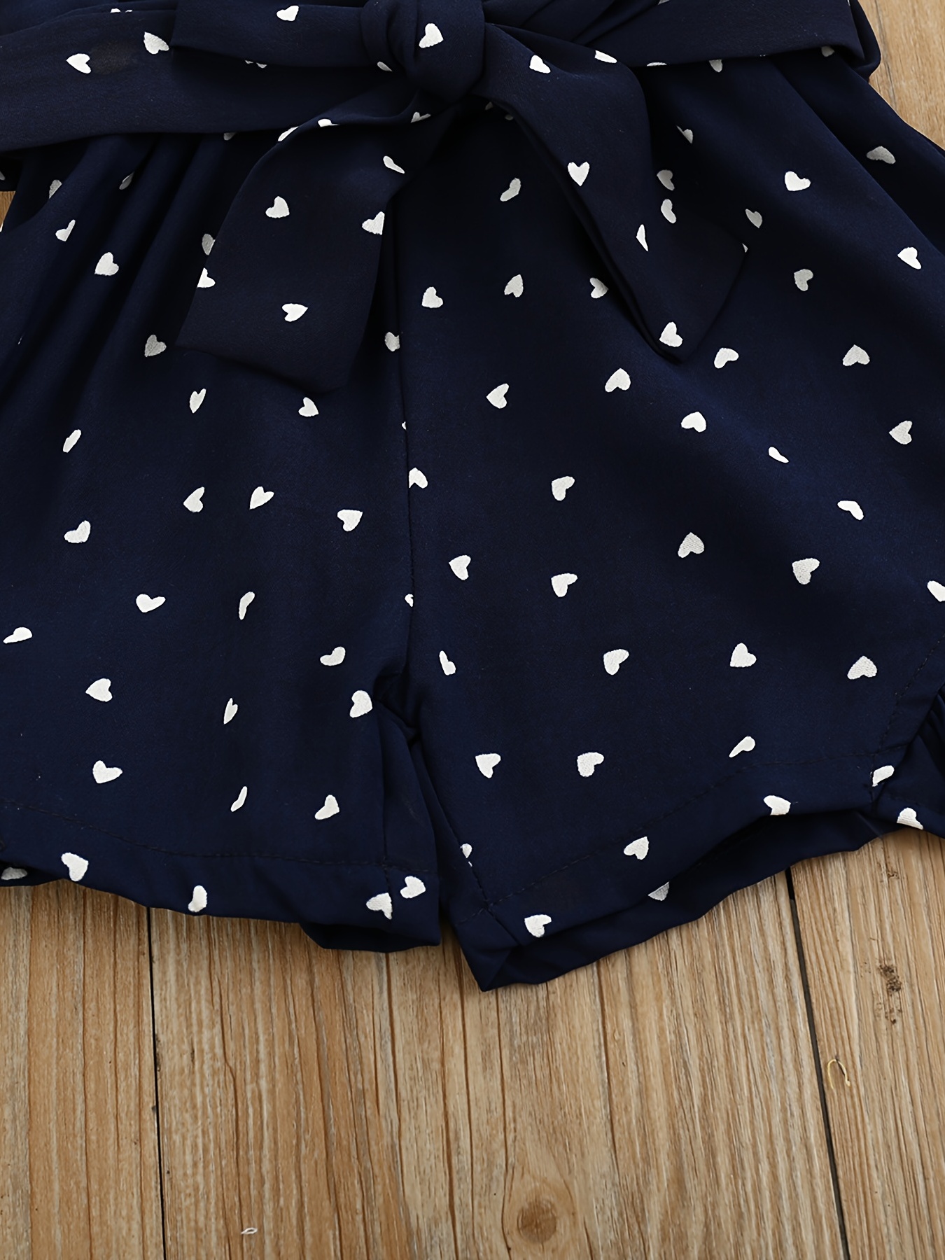 Navy Blue Print Belted Maternity Shorts