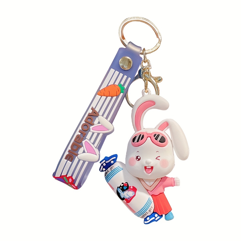 1pc Car Key Chain 3d Cute Cartoon Rabbit Design Pendant Car Key Ring With  Lanyard For Car Key Accessories Car Decorations For Car Keys - Automotive -  Temu