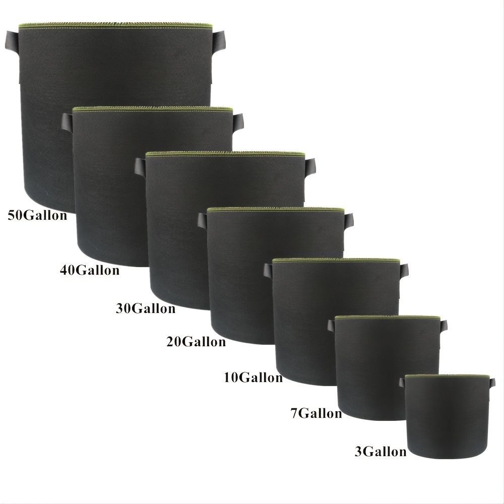 Reusable 10 Gallon Black Felt Pots, Breathable Plant Bags with