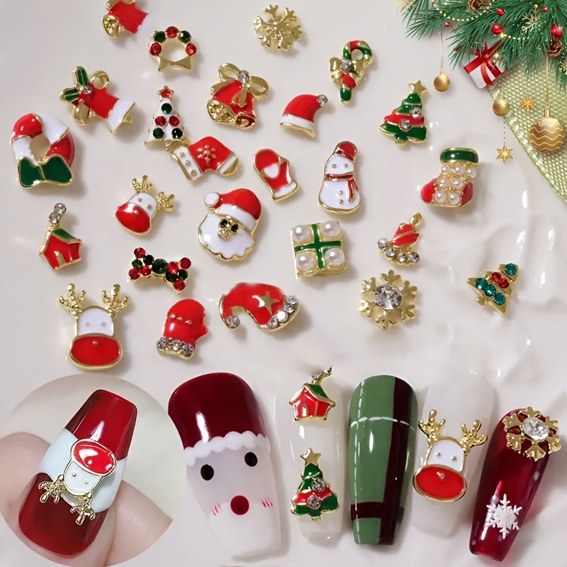 Radom christmas Nail Art Charms alloy Santa Claus Christmas - Temu