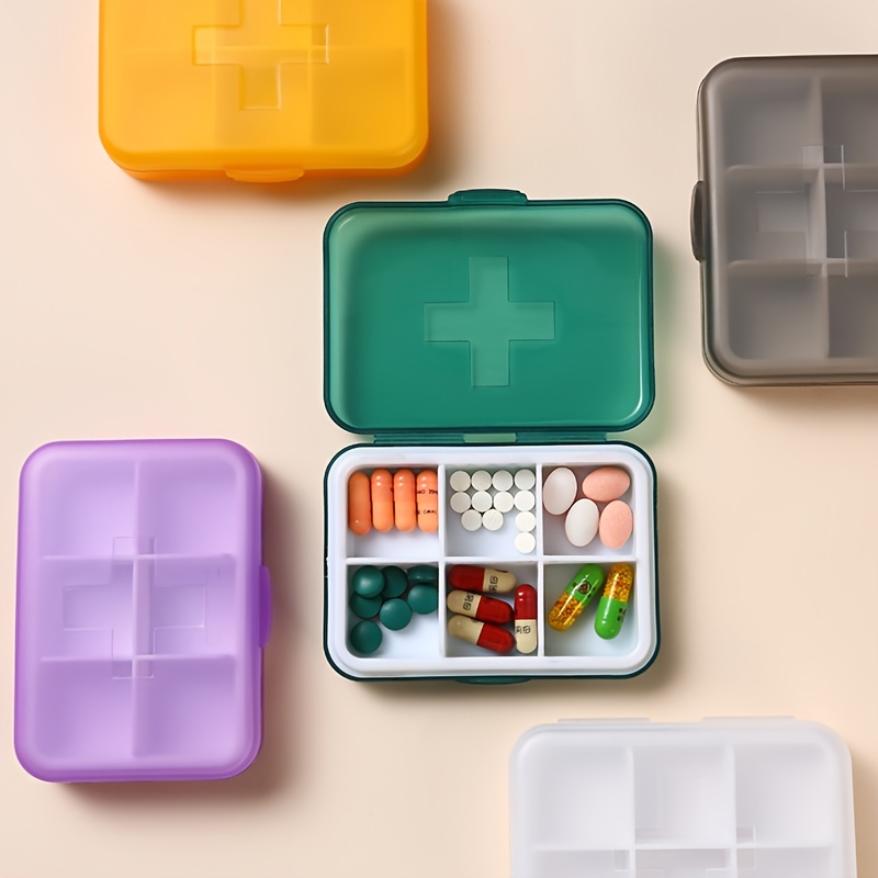 Portable Pill Organizer, 6 Compartments Travel Pill Organizer Small Pill Box  Dispenser, Daily Pill Storage Case Portable Plastic Medicine Case Container  for Home Travel Use - by ROBOT-GXG 