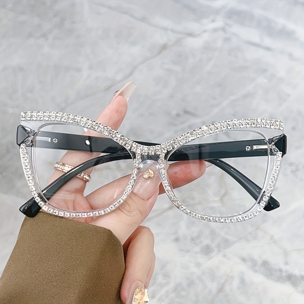 Eyeglasses Rhinestone Bling Glitter Unisex Fashion Clear Fashion Cat Eye  Sparkly