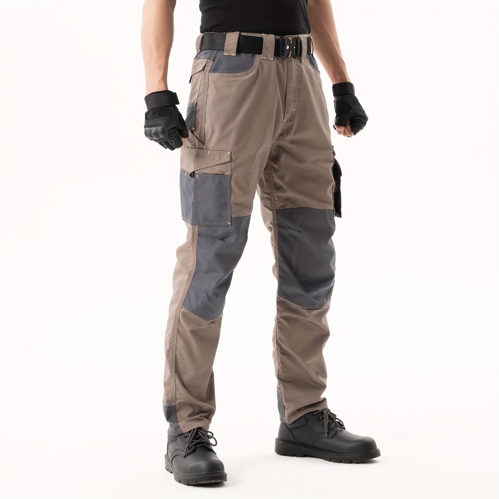 Pantalones de trabajo de seguridad con múltiples bolsillos, gruesos,  resistentes al desgaste y con bloques de color para hombre,  multifuncionales y pr