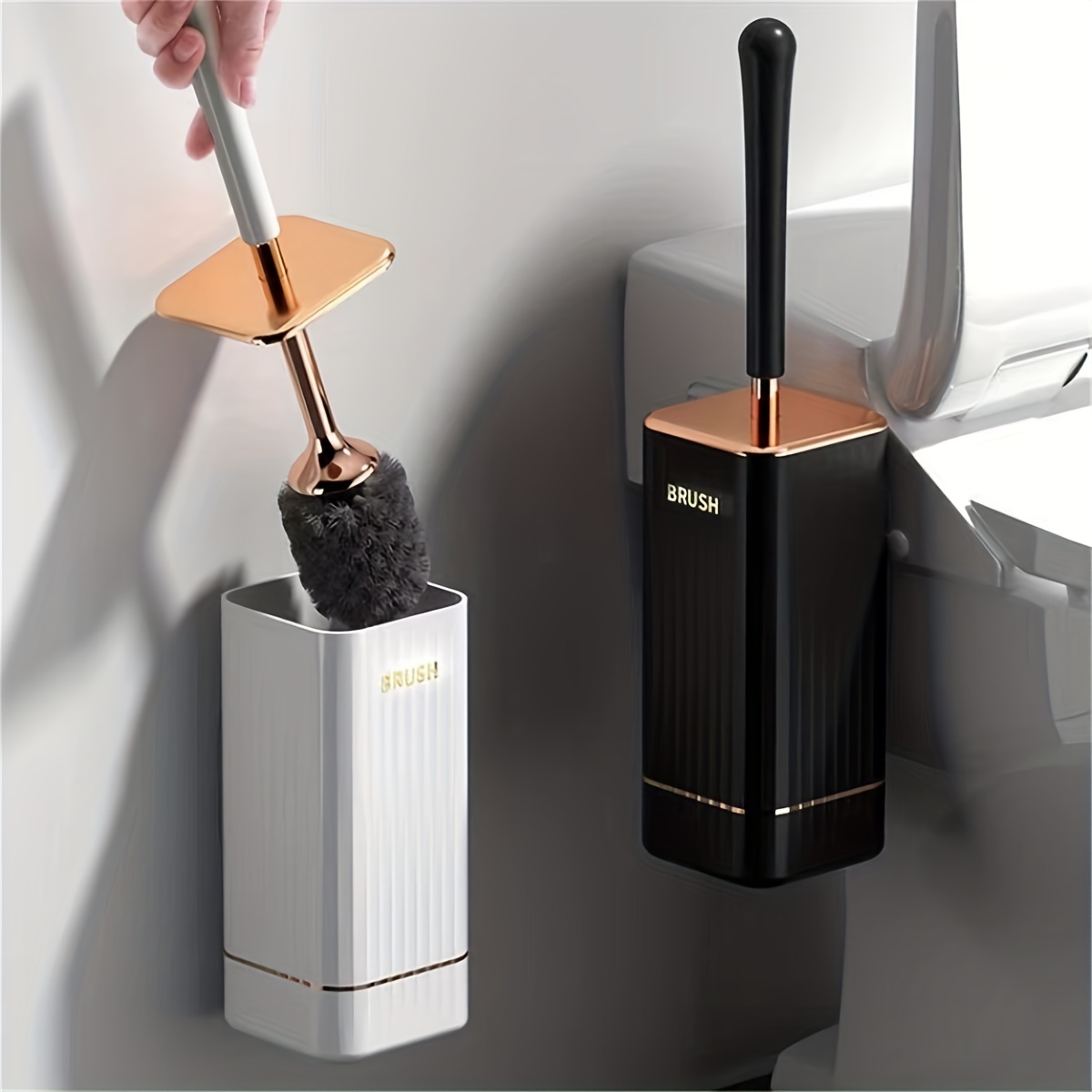 1pc Wall-mounted S-shaped Toilet Brush With Holder For Bathroom