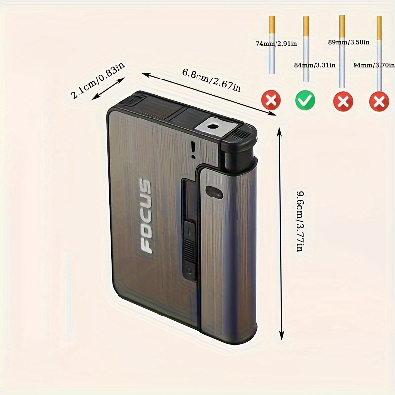 Cigarette Case Joint Holder Smell Proof 20pcs 84mm for Women, Men, Case  With USB