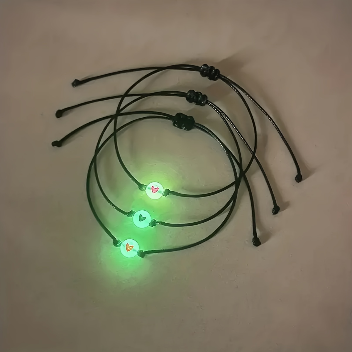 

3pcs Luminous Beads Rope Braided Bracelet Simple Style Hand Rope Jewelry Adjustable