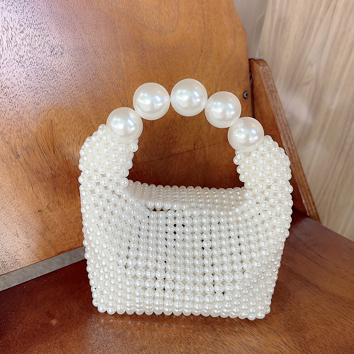 Trendy Faux Pearl Straw Decor Satchel Bag, Drawstring Design Satchel Bag,  Niche Handbag - Temu