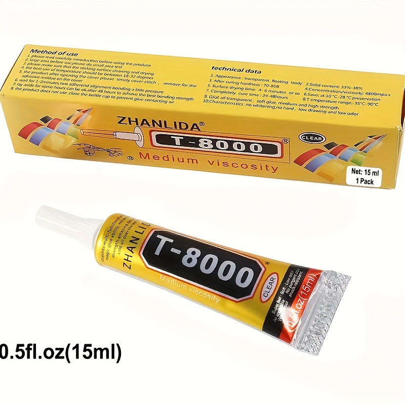Pegamento T-8000 transparente Adhesivo cola extrafuerte 15 / 110 ml -  Dureza 70 - 85B - Reparación móviles electrónica