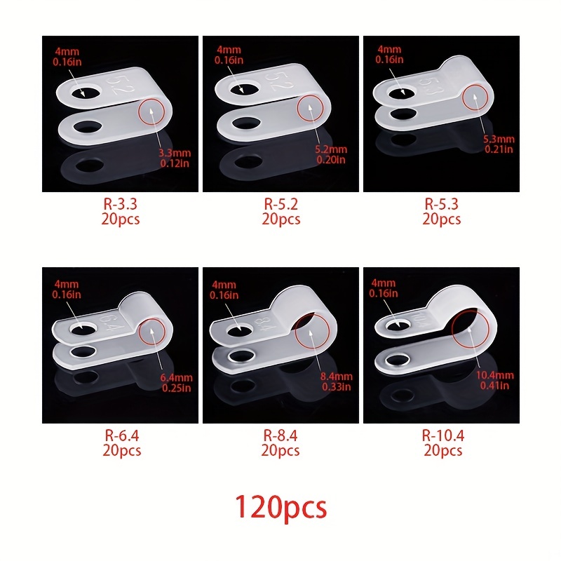 Serre-câble Blanc En Nylon De Type U3.3, U5.2, R5.3, R6.4, R8.4