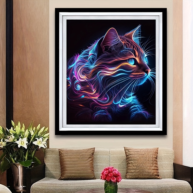 Cute Cat Artificial Diamond Painting Diy Adult - Temu