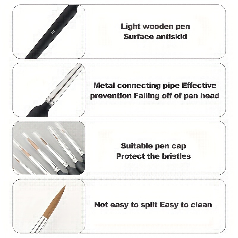 6 Pieces Detail Paint Brush Set, Fine Paint Brush Thin Detail Paint Brush  Miniature Paint Brushes Small Fine Tip Paint Brush for Miniature Detail