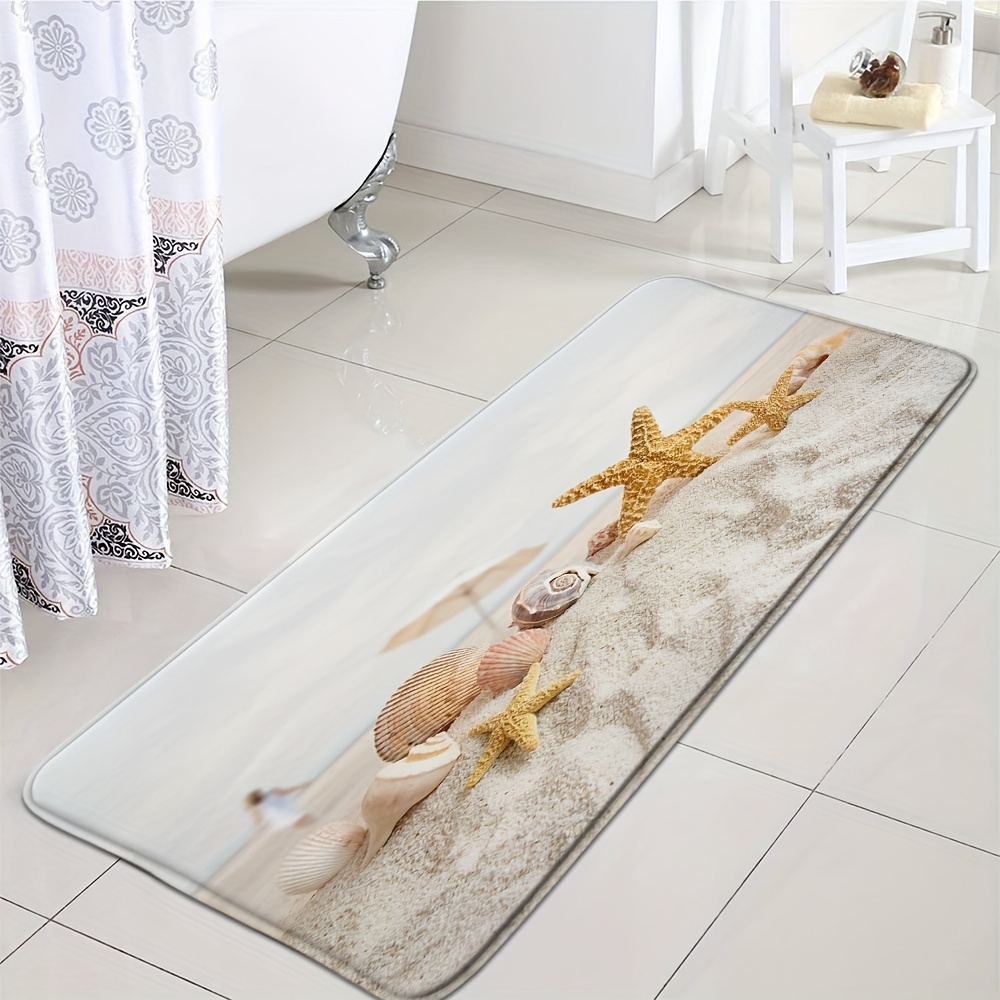 Non slip Diatom Mud Soft Bathroom Mat Beach Starfish Shell - Temu