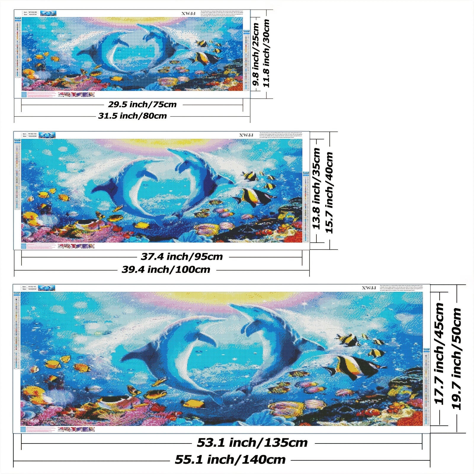 Fish Jump 5D Art Diamond Painting Kit Square Round Gems Wall Decor DIY  Picture