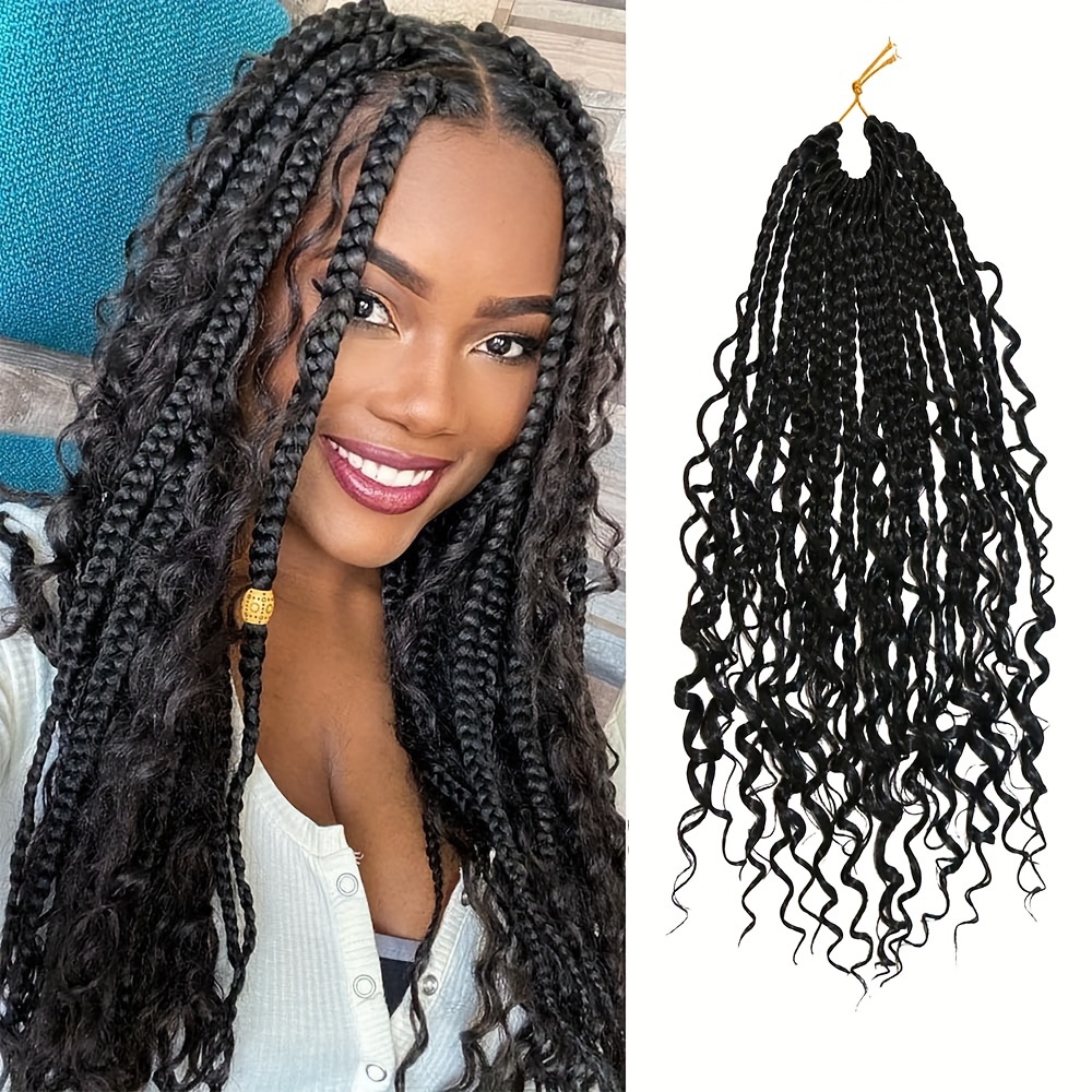 Goddess Box Braids Crochet Hair With Curly Ends 14 Inch Bohomian Box Braids  Crochet Braids 8 Packs 3X Crochet Braids Synthetic Braiding Hair Extension  for Black Women (14 Inch (Pack of 8)