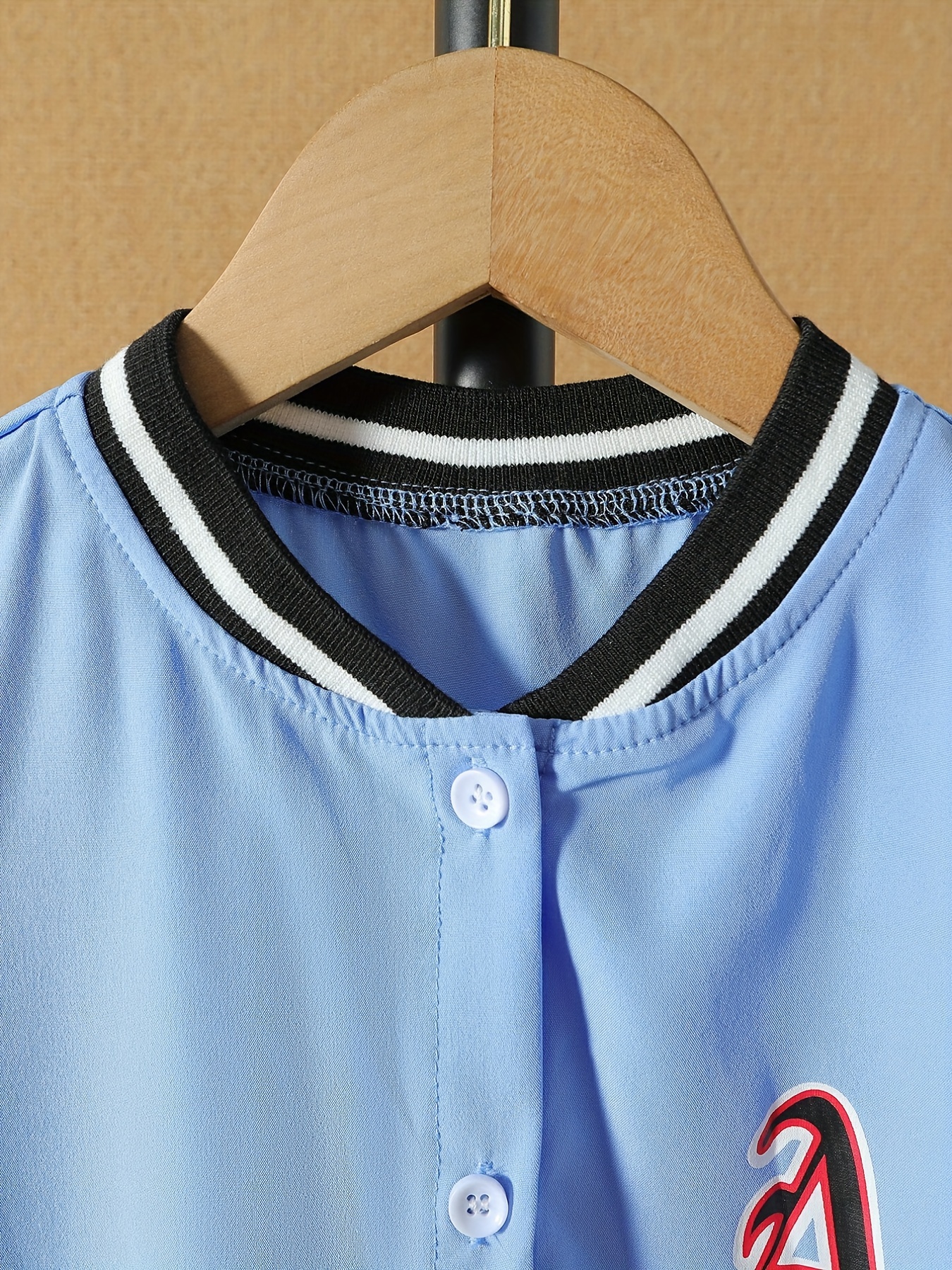 Boy's Letter a Print Band Collar Jersey For Sports/baseball, Kids Clothing  - Temu Philippines