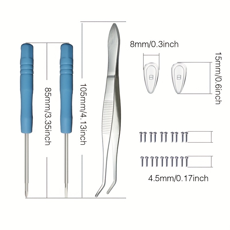 Kit de réparation de lunettes 10 paires de coussinets de nez en