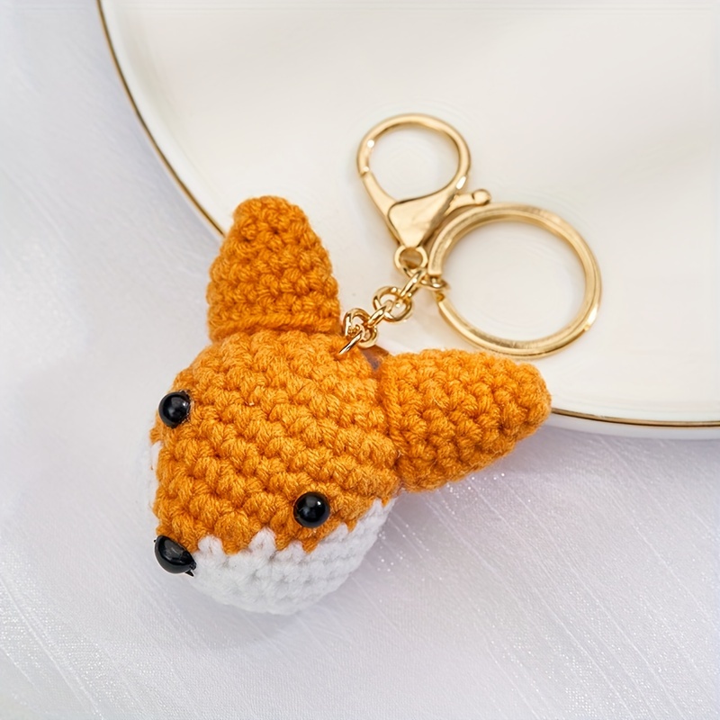 Crochet Animal Head Keychain Cute Weaving Key Chain Ring - Temu