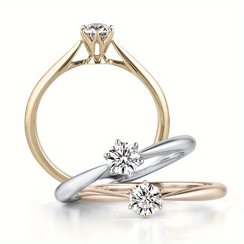 Women'S Classic Wedding Ring Forever Easy Six-Claw Synthetic Zirconia Fashion Single Stone Engagement Wedding Gift Ring Jewelry