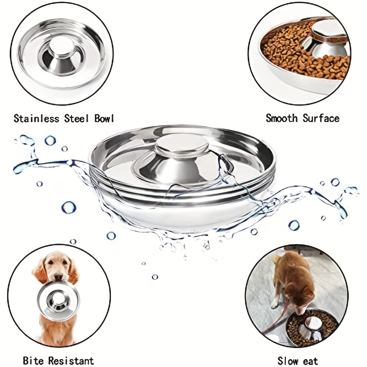 Slow Feeder Dog Bowl Food grade 304 Stainless Steel Dog Bowl - Temu