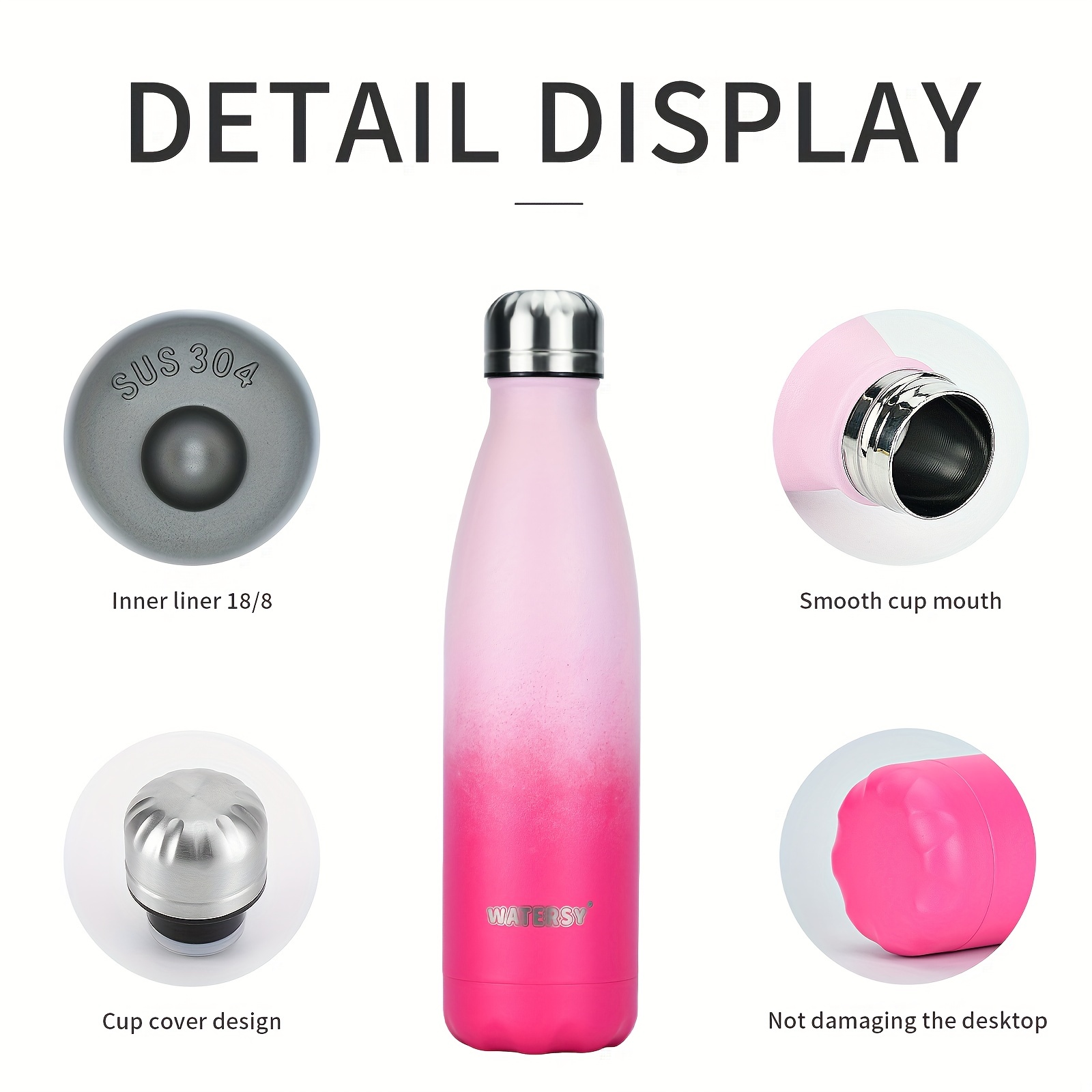 Watersy Insulated Water Bottle, Stainless Steel Sports Water Bottle, Keep  Cold For 24 Hours And Hot For 12 Hours, Water Bottle For School, Teacher  Appreciation Gifts - Temu