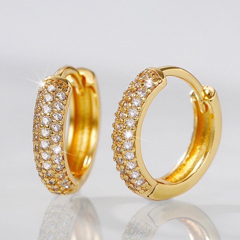 18K Plated Micro Pave Zircon Circle Small Hoop Earrings