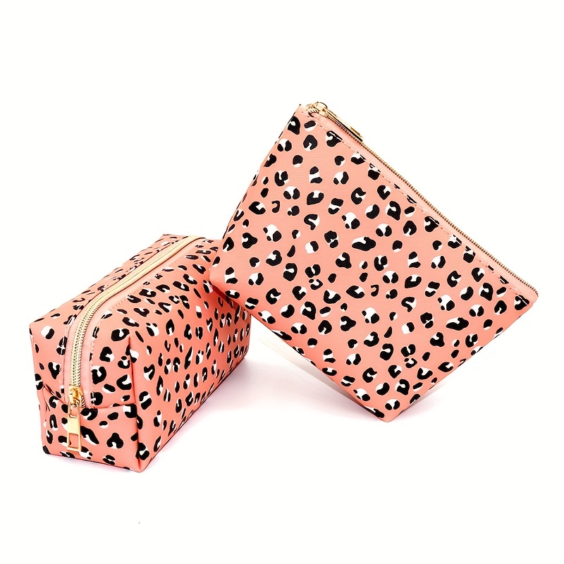 Leopard Print Makeup Bag Large Capacity Toiletry Organizer Women