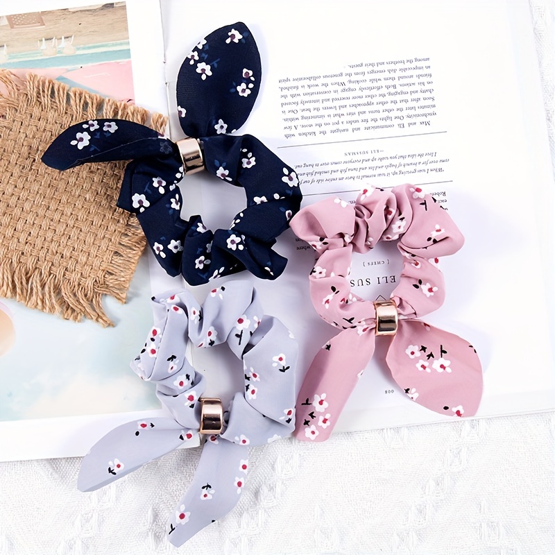 Rabbit Ear Striped Hairband Elastic Hair Rope