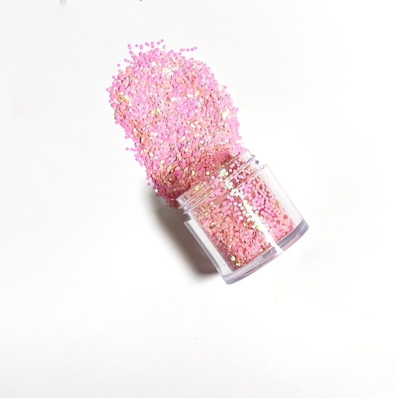 Pastel Pink Opalescent Chunky Glitter Metal Flake Tumbler Nail