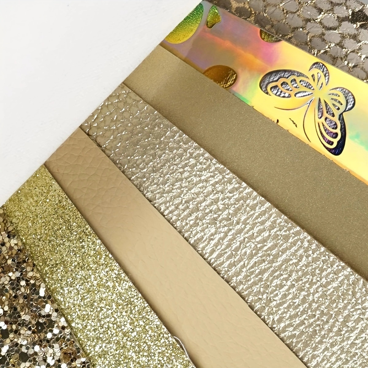 8 Pieces 8x12 Inch Faux Leather Sheets Gold Fine Chunky Glitter Metallic  Litchi Patent Snake Texture Holographic Butterfly Fabric for Leather Bows