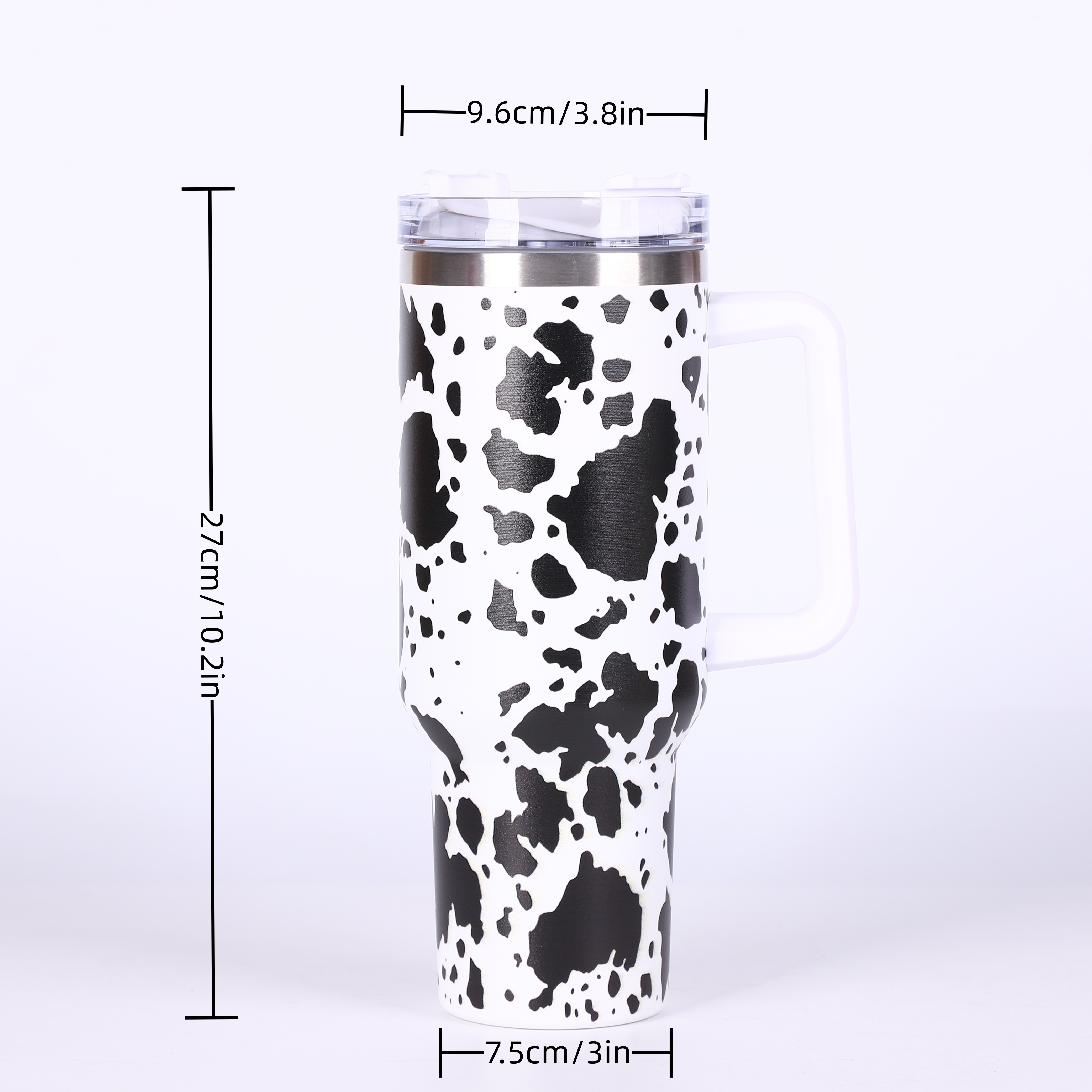 Cow Print Studded Tumbler With Lid And Straw, Stainless Steel Thermal Water  Bottle With Handle, Shiny Stanley Cups, Portable Drinking Cups, For Car,  Home, Office, Summer Drinkware, Travel Accessories, Birthday Gifts 