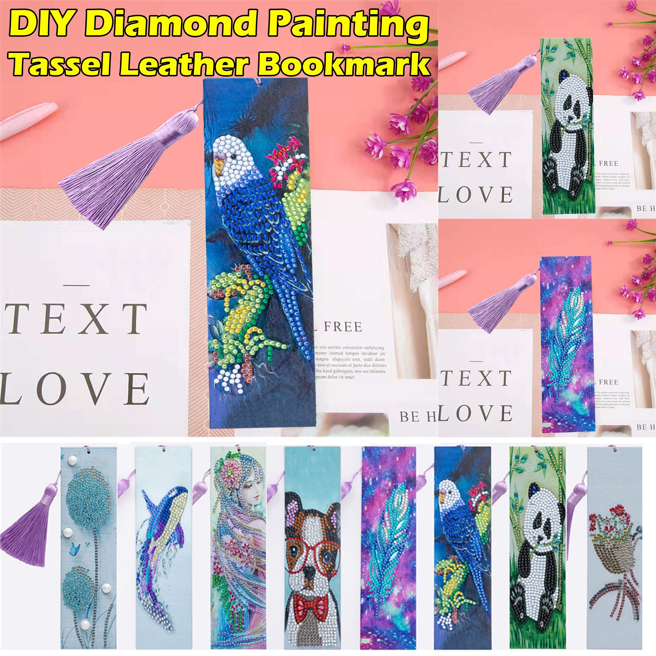  Diamond Art Bookmarks, Moistureproof Bookmark Kit Glue Cover  Clear Page Anti Wrinkle with Tassel for Holiday Gifts for DIY : Office  Products
