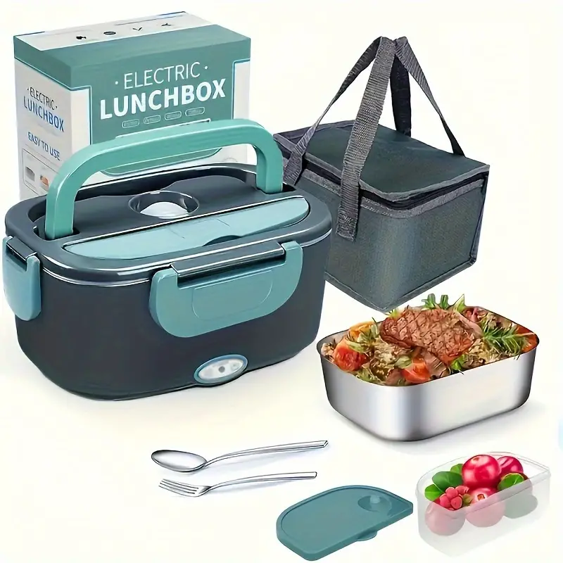 Eu Plug Electric Lunch Box, Blue Food Heater With 2 Compartments, Leakproof  Portable Food Warmer Lunch Box For Adults Car Truck Work, 12v&110v Self  Heating Lunch Box With Removable Container, Send Insulation