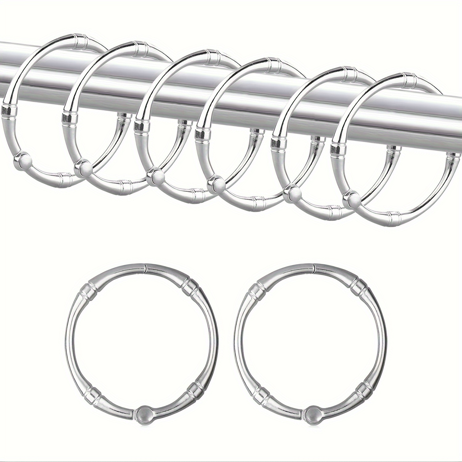 12pcs Round Shower Curtain Hook Ring, Metal Rustproof Shower Curtain Hook  For Bathroom Shower Curtain And Rod, Bathroom Accessories