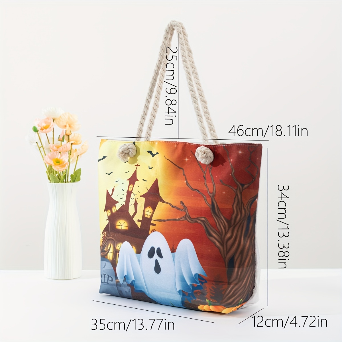 Halloween Funny Pattern Tote Bag Set, Large Capacity Shoulder Bag