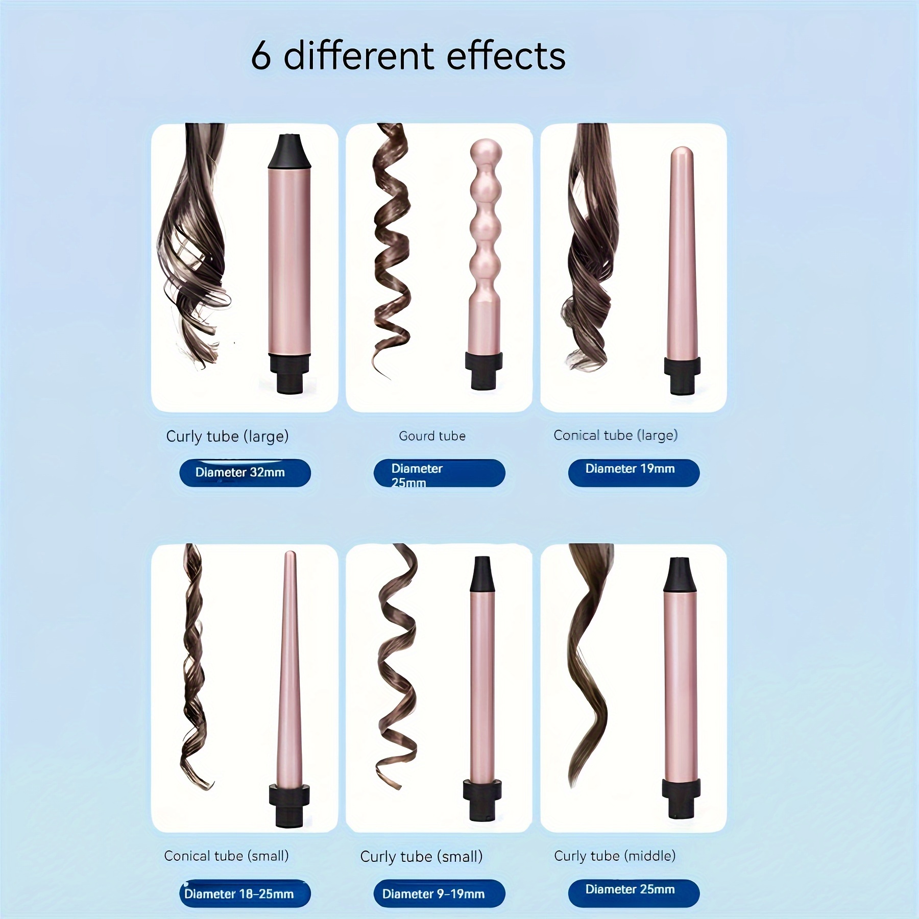 Different sized curling outlet wands