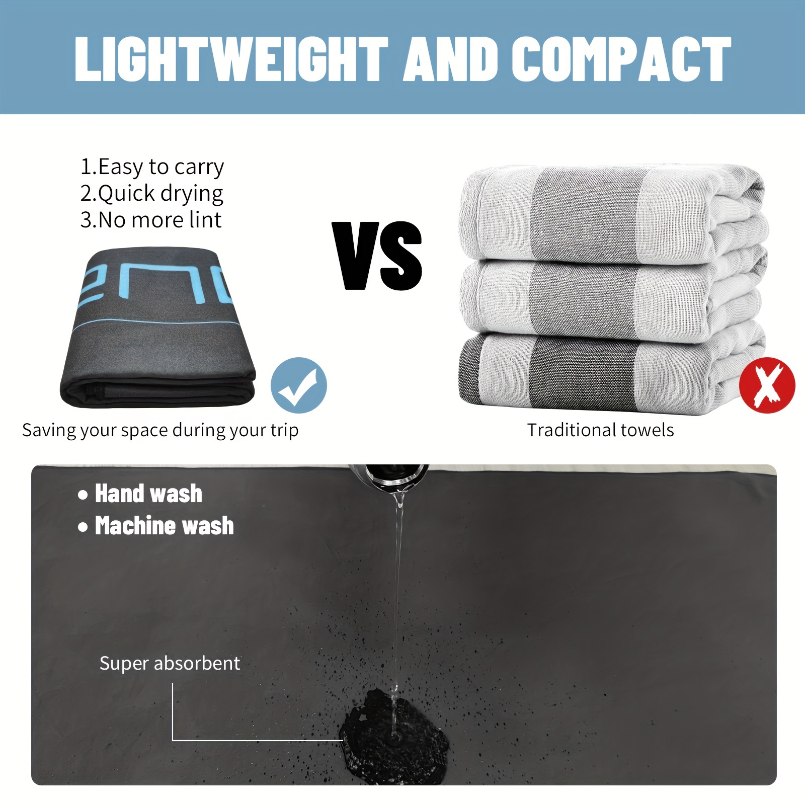 1PC Portable Sport Towel Lightweight Gym Towel Microfiber Quick