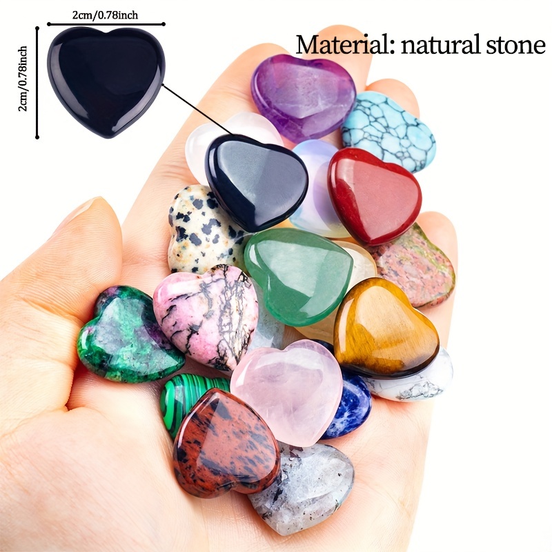 9 Chakra Heart Stones Set | 1 Natural Polished Puffy Healing Crystals Love  Gemstone for Balancing Reiki Meditation Massage Energy Yoga and Decoration