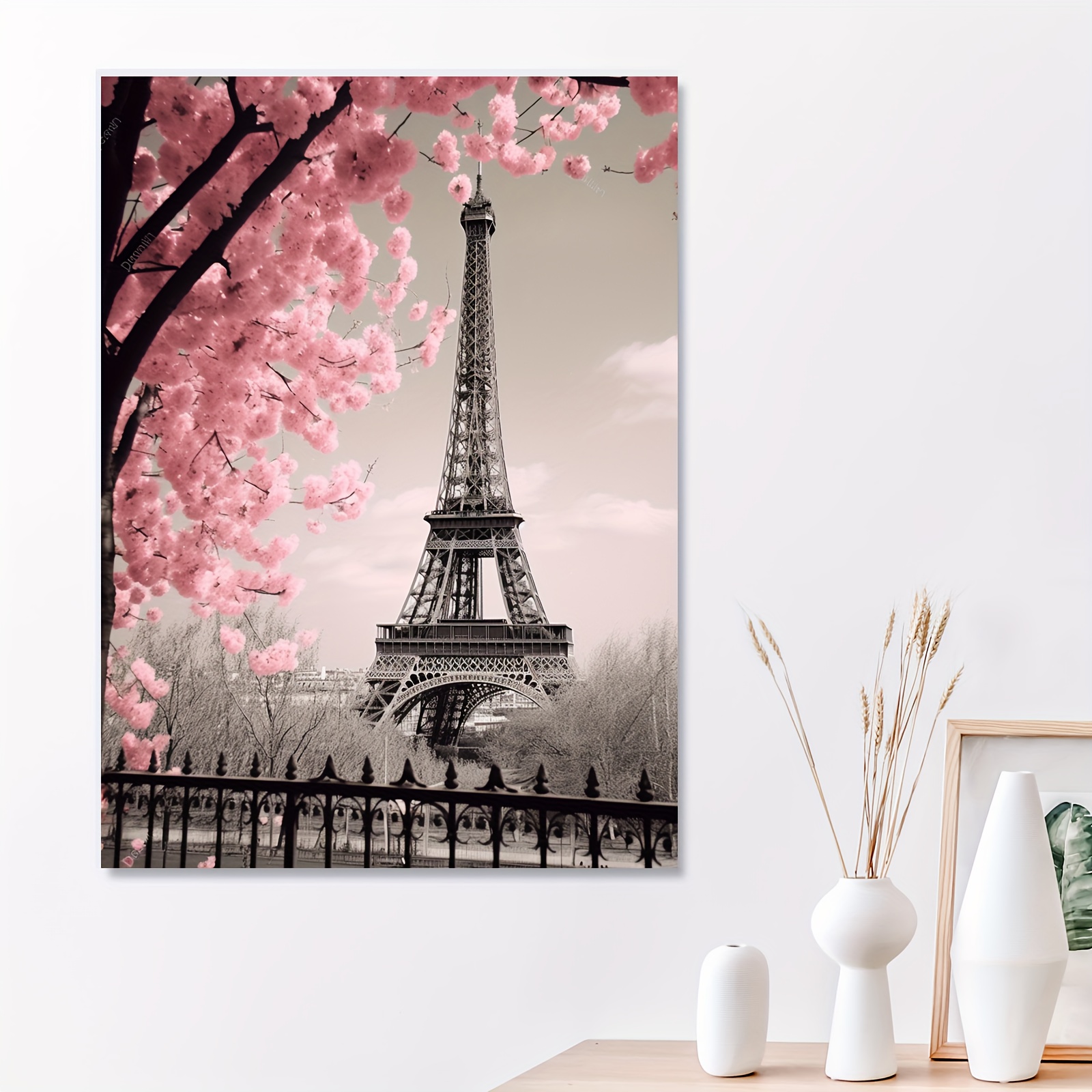 Canvas Poster Modern Art Lightpink Paris Eiffel Tower - Temu United Arab  Emirates