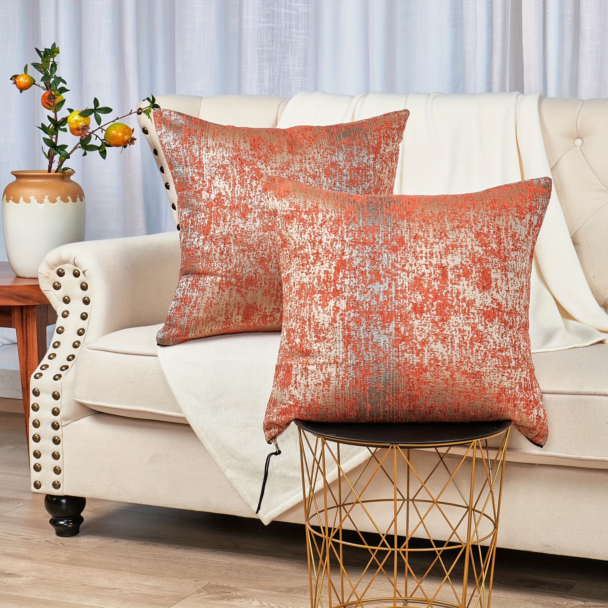 1pc Jacquard Chenille Big Zipper Soft Decorative Throw Pillow Cover With  (NO INSERT), Stylish Cushion Cover For Sofa Couch Chair Living Room Bed