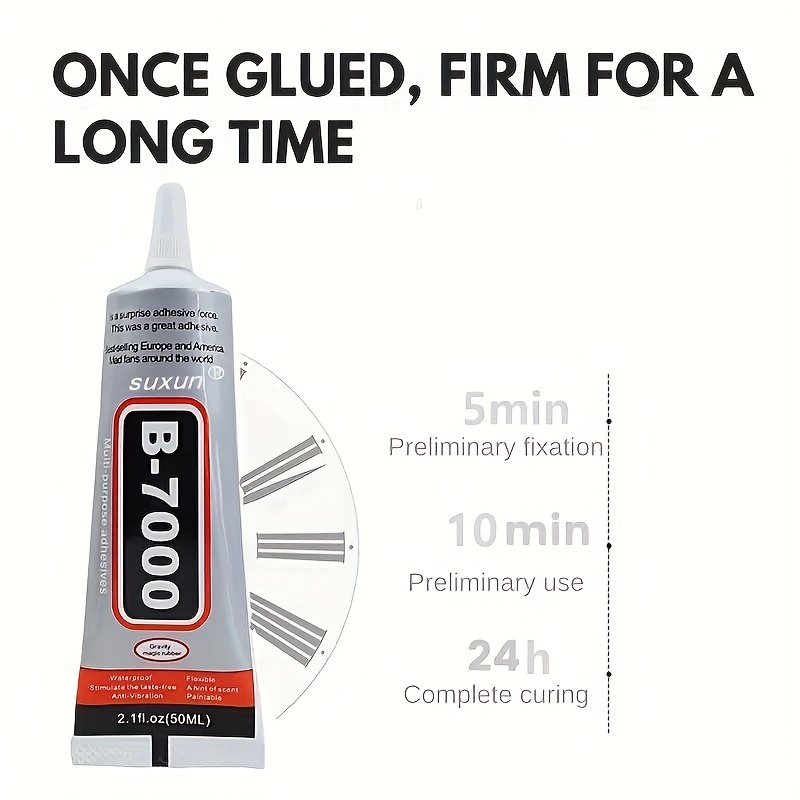 25/50ml B-7000 Glue Clear For Rhinestone Crafts, Jewelry And Bead Adhesive  B7000 Semi Fluid High Viscosity Glues For Clothes Shoes Fabric Cell Phones  Screen Repair Metal Stone Nail Art Glass