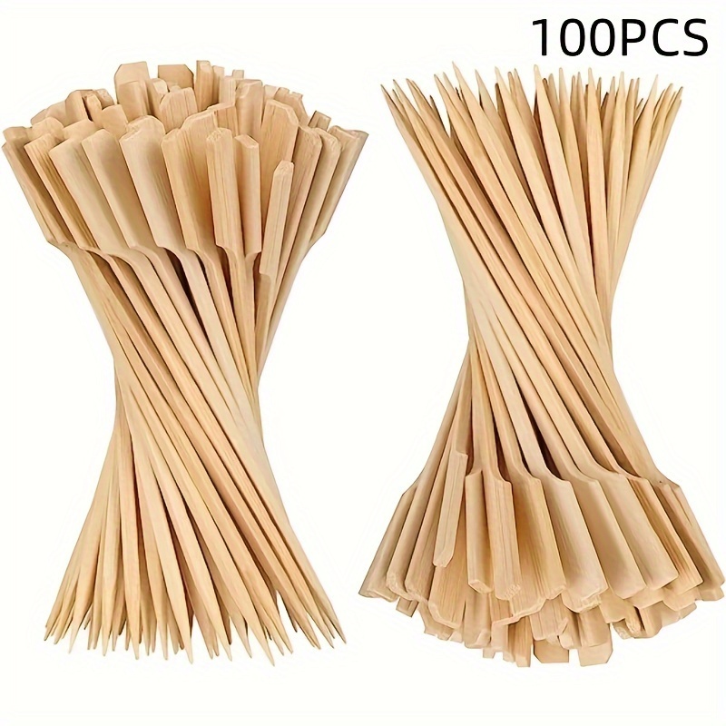 100-200pcs 50cm*5mm Disposable Bamboo BBQ Skewers Natural Wooden Skewer  Wood Stick BBQ Accessory Bar Party Restaurant Utensils - AliExpress