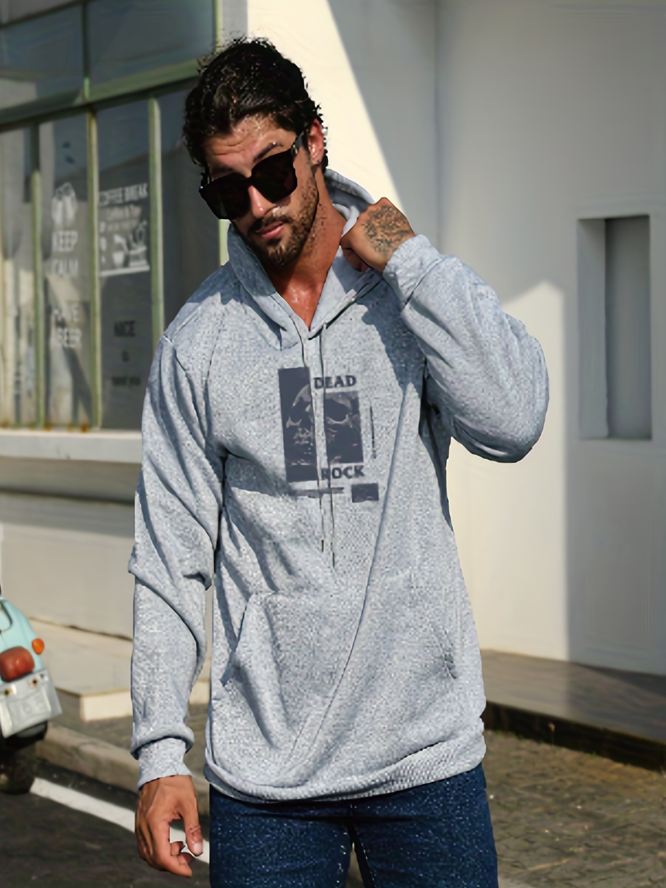 Relaxed Graphic Hoodie Sweatshirt - Grey